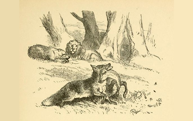 Fábulas de Esopo Ilustradas - O Leão, o Urso e a Raposa Fábulas de Esopo Ilustradas - O Leão, o Urso e a Raposa